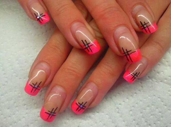 pink and orange nail tip design