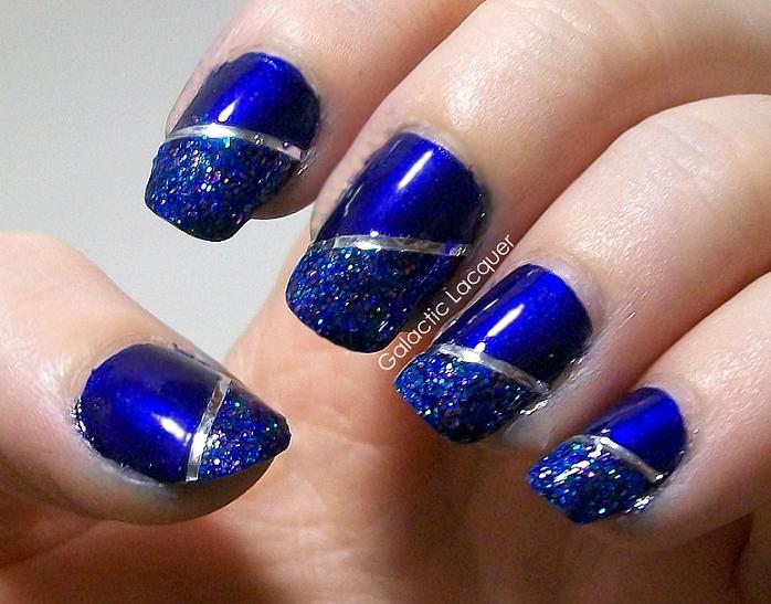 3. Royal Blue and Silver Ombre Nails - wide 2