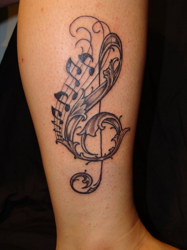stylish music tattoo