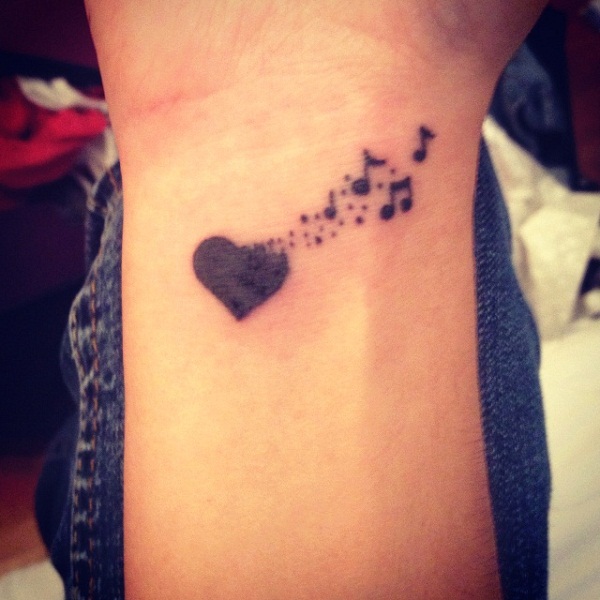 heart and music tattoo